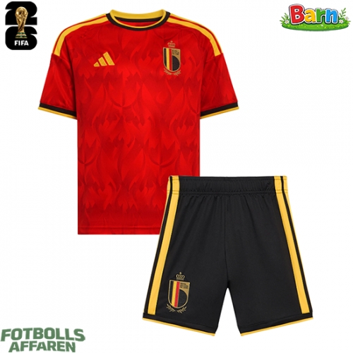Belgien Hemmaställ Barn VM 2026 Kortärmad (+ Korta byxor)